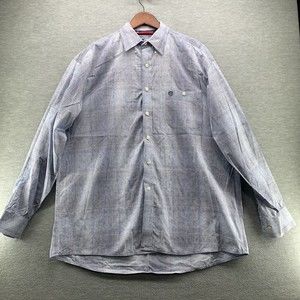 Wrangler George Strait Men's Blue Long Sleeve Button Up Cowboy Cut Shirt XL (A6)